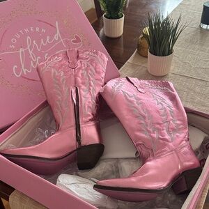 Southern Fried Chics Pink Heeled Boots